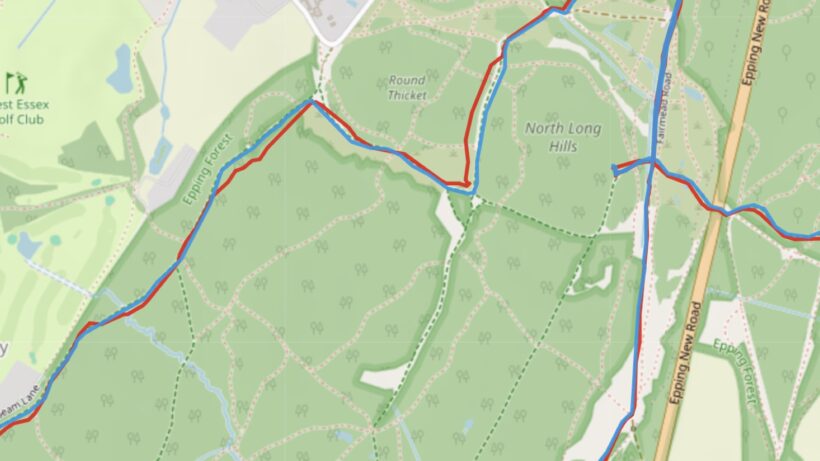 GPS compared: Garmin (blue) and Active 2 (red)