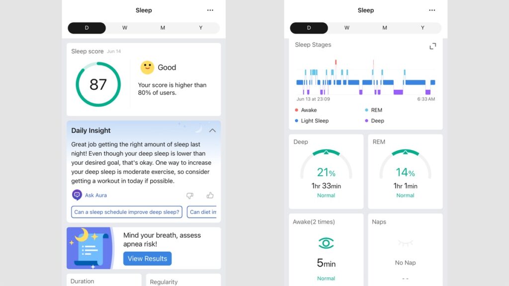 Helio sleep tracking